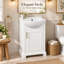 Meuble-lavabo de petite taille (20 po) avec lavabo en céramique, armoire autoportante à une porte avec étagères de rangement