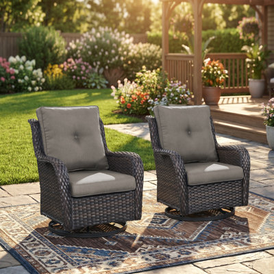 Swivel and sliding wicker patio chairs