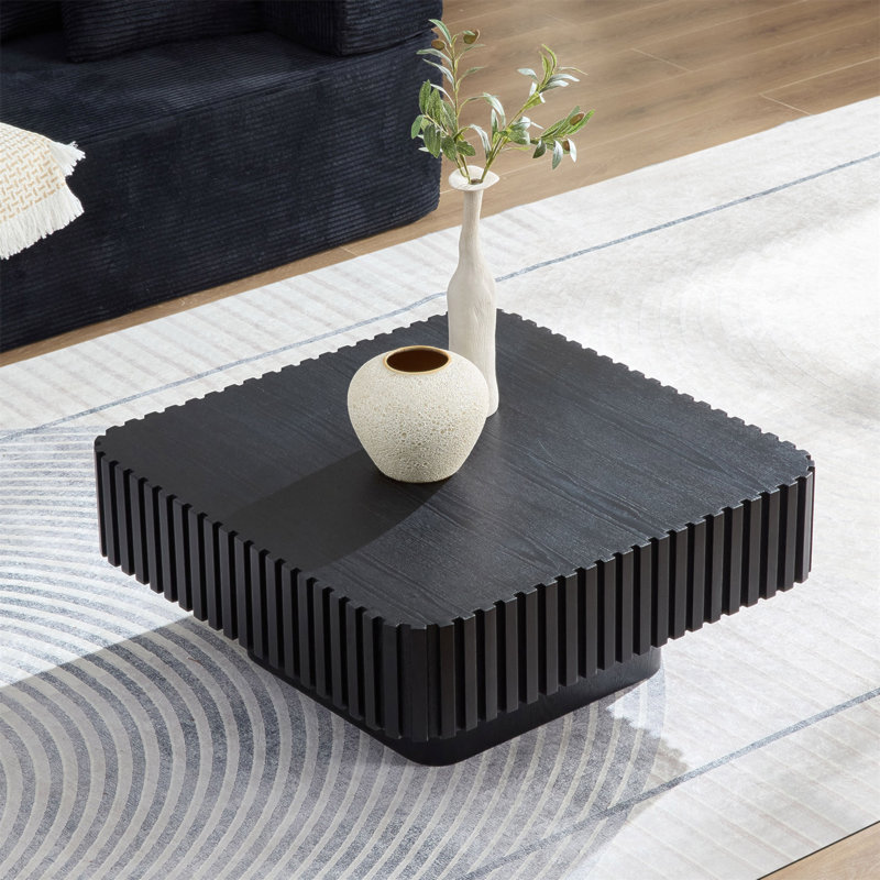 Table basse carrée moderne 31,5 pouces Handcraft, H 15,75 po x L 35,43 po x l 35,43 po, Gris