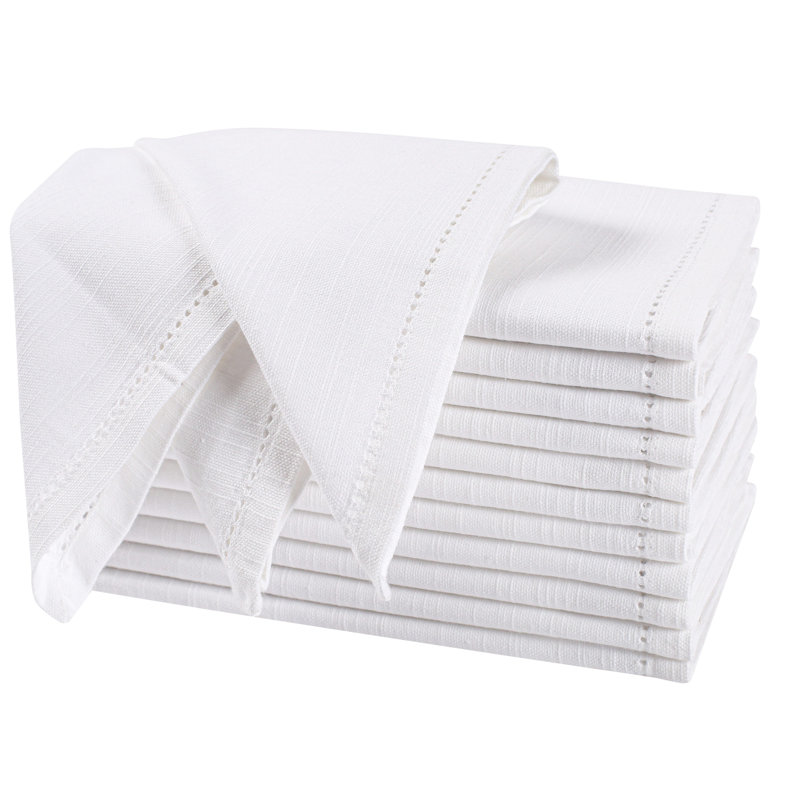 White Cotton Cloth Dinner (16x16 ),Machine Washable Napkins, White, 16" W x 16" L