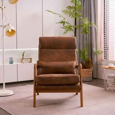 Fauteuil en bois massif l 25,6 po avec support lombaire Lemley 