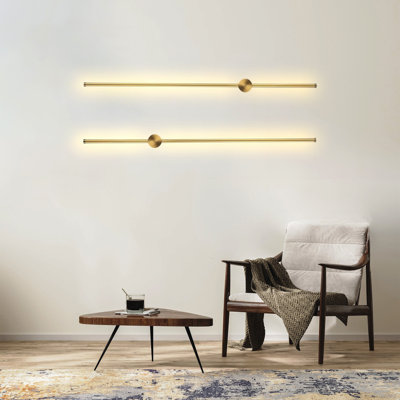 Athena - Modern Gold Led Wall Sconce-80cm-14W LED Up/Down Wall Sconce – Warm White Wall Wash Light for Living Room, Bedroom, Hallway & Stairs