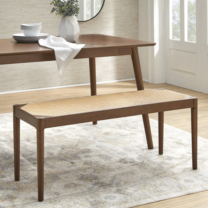 Newington Bench with Cane Seat, Walnut/Natural