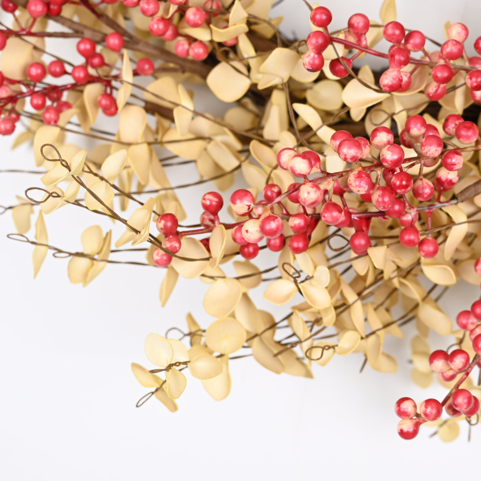 Artificial Farmhouse Fall Harvest Twig Blossoms Cluster Greenery Mini Eucalyptus Berry Thanksgiving Day Decor Front Door Wreath