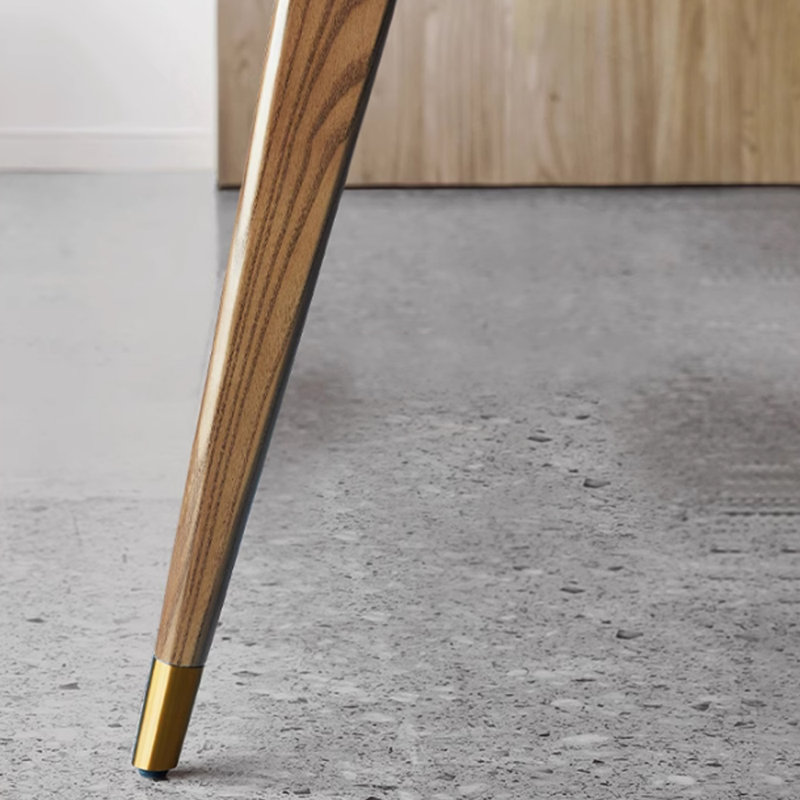 Stylish Minimalist Dining Table Solid Wood Base Dining Table, Nut Brown