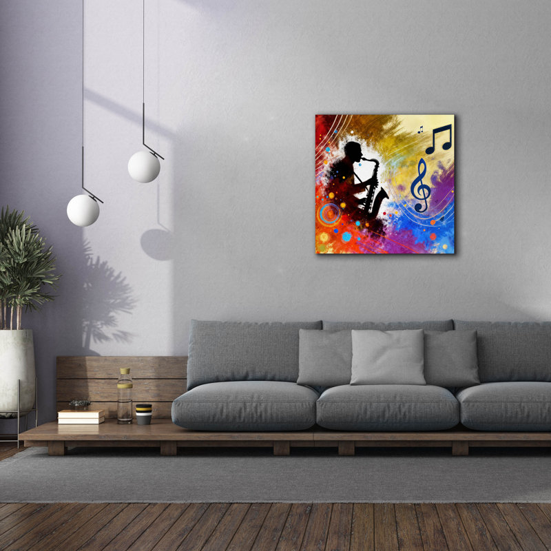«Sax Player» par Rey Klimt, art mural, H 37 po x l 37 po