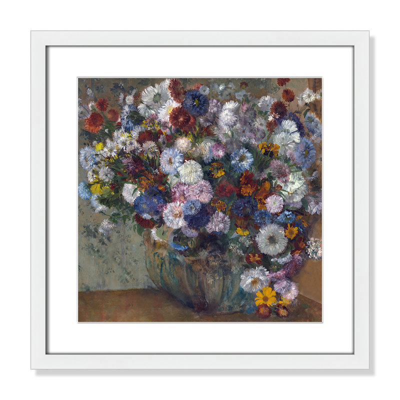 «A Vase of Flowers» par Edgar Degas, Papier avec cadre unique blanc, Oui, H 17 po x l 17 po x P 0,75 po
