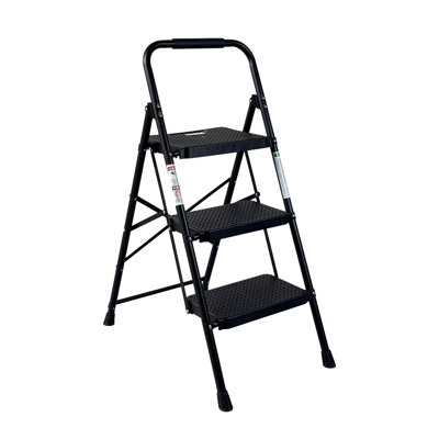 Échelle à 3 marches, escabeau pliant avec large pédale antidérapante, échelle en acier robuste, escabeau léger en acier portable