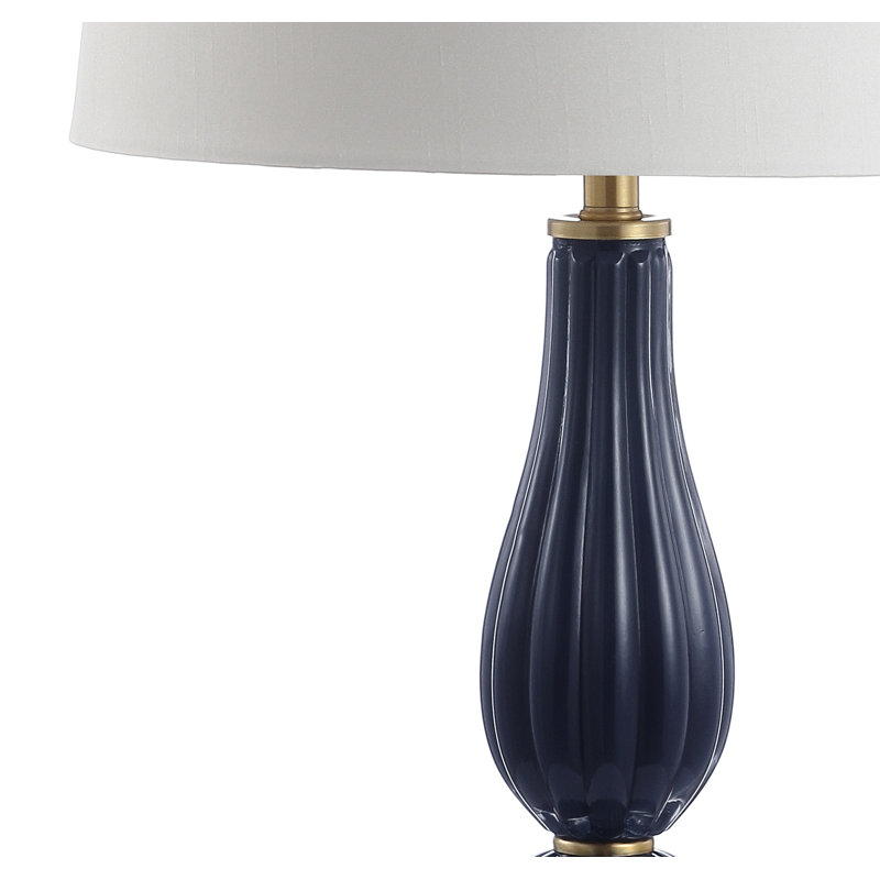 Marlee 28" Glass/Metal LED Table Lamp, Navy