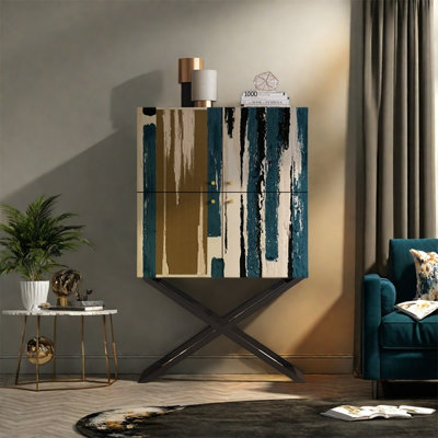 Armoire de rangement à quatre portes avec plateau en noyer