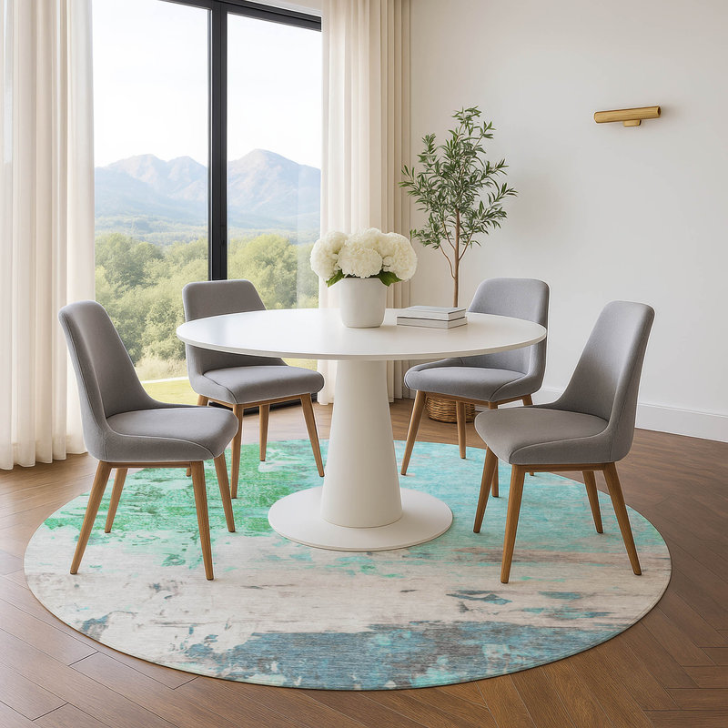 Tapis abstrait lavable à la machine Premium, Rond 8 pi