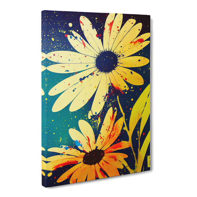 Daisy Flower Splatter Vol.3 - Wrapped Canvas, 50cm H x 35cm W x 3cm D
