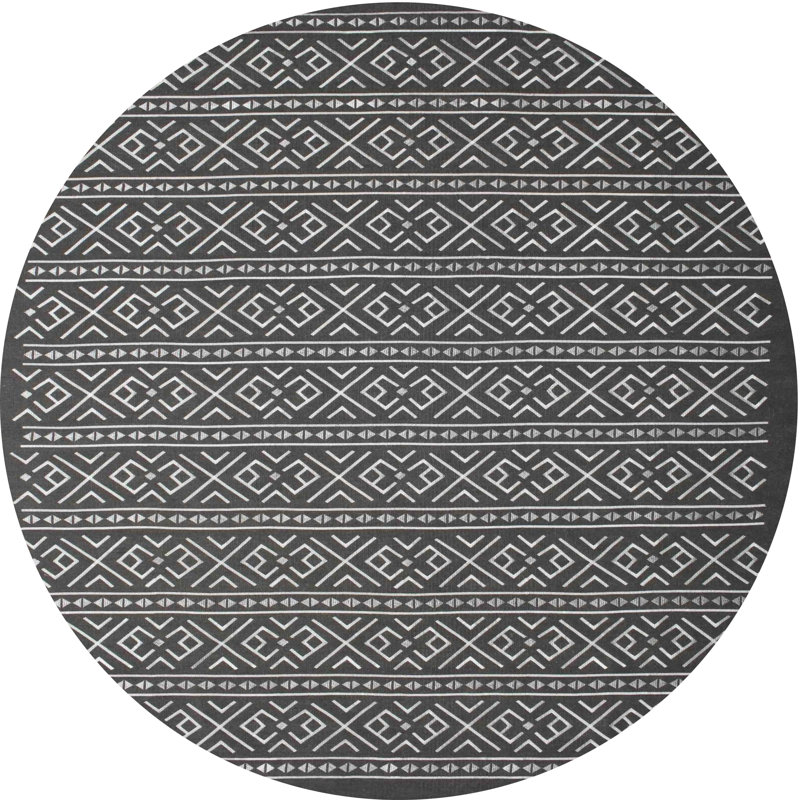 Tapis contemporaine violet/gris/noir zone, Rond 6 pi
