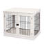 Mobilier pour petit chenil, deux portes verrouillables, décoration mignonne pour chiot d'intérieur, meubles chiot blanc, bout de cage, verrouillable, 2 côtés d'ouverture,
