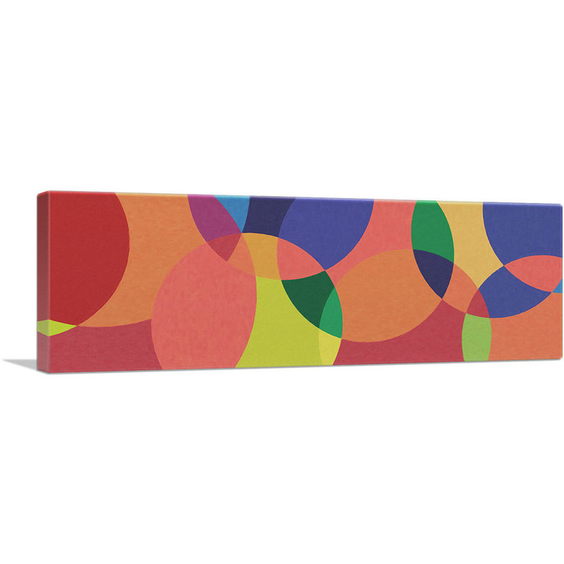 Mid-Century Modern Circles Galore - Reproduction panoramique sur toile tendue, H 12 po x l 36 po x 1,5 po