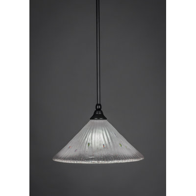 Stem Hung Mini Pendant Shown In Matte Black Finish With 12" Frosted Crystal Glass