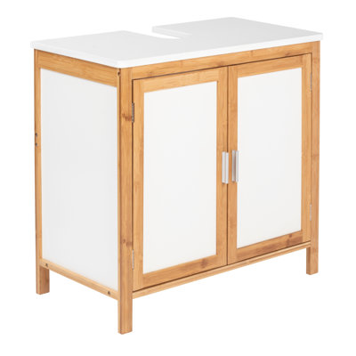 65cm Single Bathroom Vanity Base Only in White/Light Brown