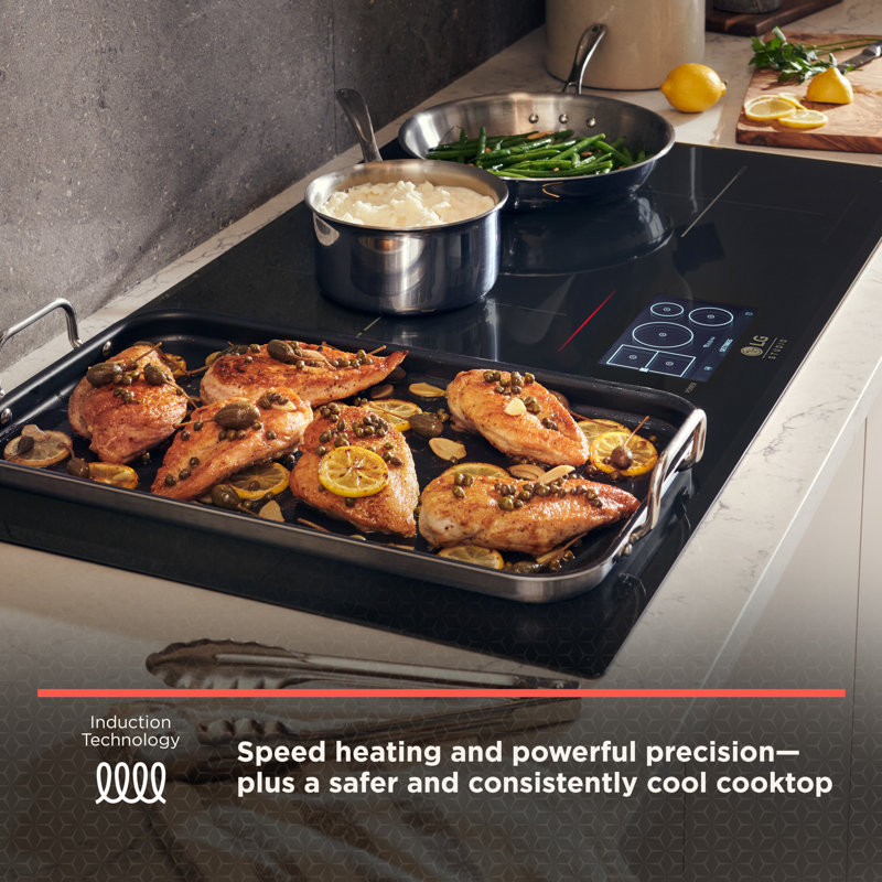 Lg Studio 6.3 Cu. Ft. Instaview Induction Slide-in Range With Air Fry And Air Sous Vide, Essence White