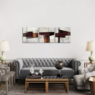 «Longcut Triptych», ensemble d'art mural sur toile tendue (ensemble de 3)