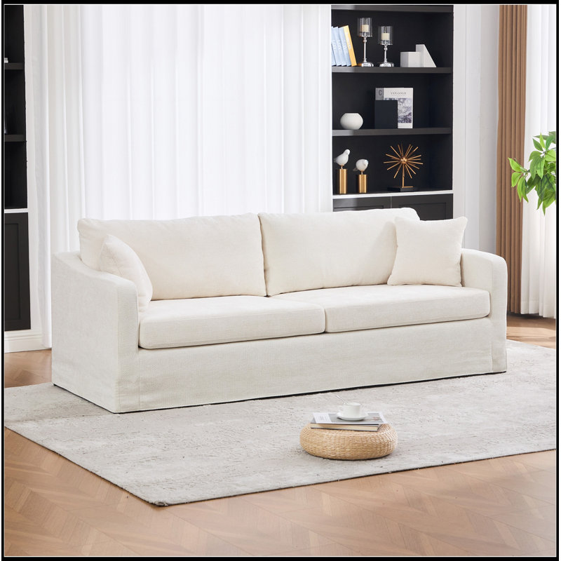Sapir revêtu de chenille avec deux coussins d'accoudoirs, Beige