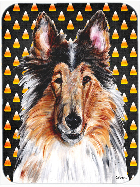 Planche à découper en verre caroline trésors collie Halloween Candy Corn
