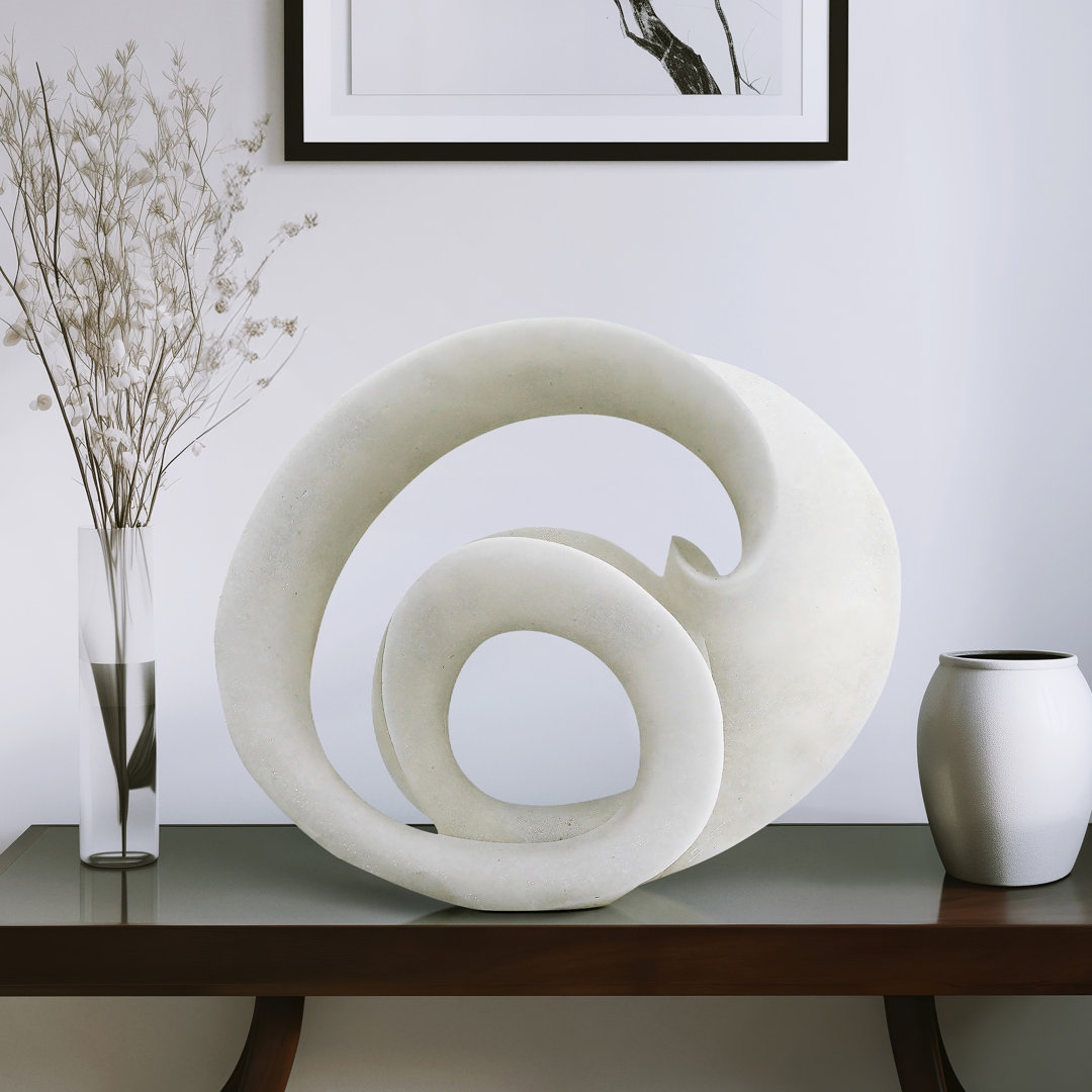 Elysia Decorative Object Resin Modern Abstract Sculpture 20” White for Home, Office, Bedroom, and Living Room. Orren Ellis