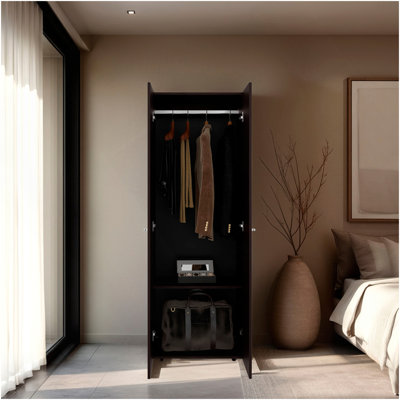 Armoire haute à 2 portes Basin H 66,9 po, chambre, noyer teint