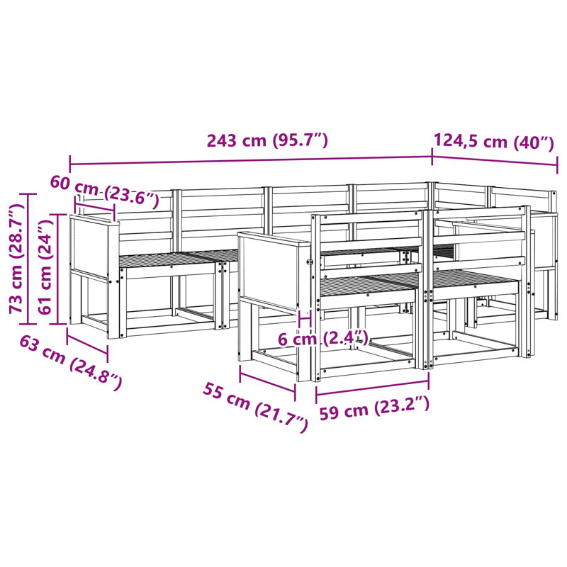 243cm Wide Patio Sectional, Natural