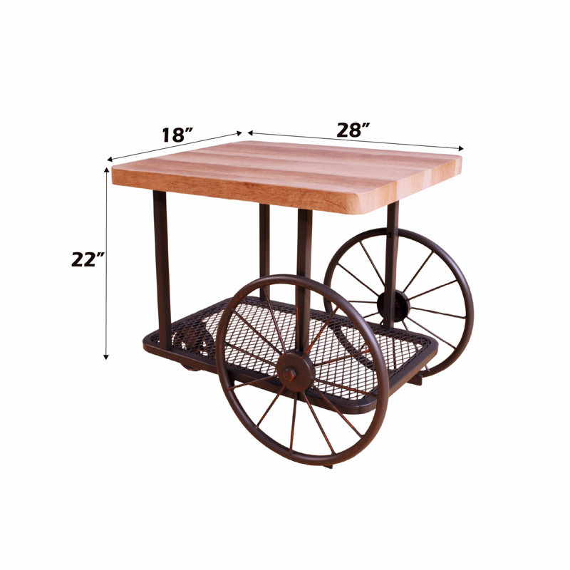 Rectangular End Table With Metal Base And Shelf