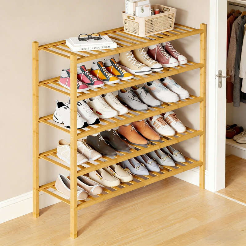 Bamboo Shoe Rack, 33" H x 17.3" W x  11" D