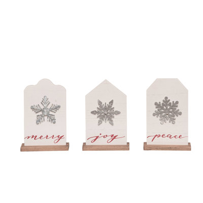  Wood 6.5 in. White Christmas Dimensional Snowflake Decor Set of 3