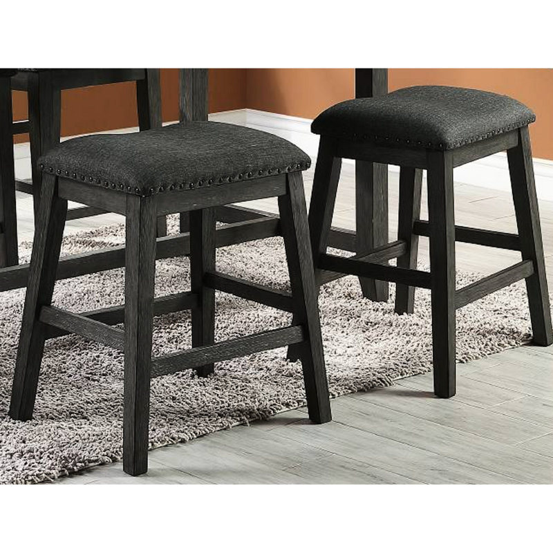 Chaises de salle à manger modernes de 2 - bois massif avec tabourets à coussins, Gris délavé, Gris délavé
