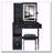 29.2" Small Space Vanity Table with LED Mirror, Power Station, Hair Dryer Bracket and Stool-1828783525