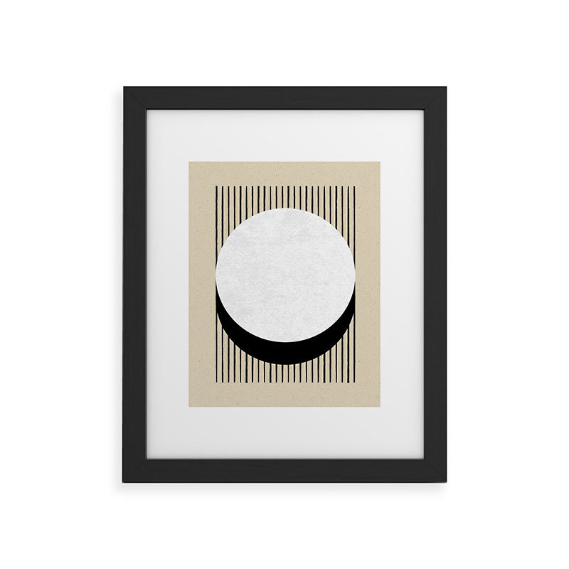 «MoonlightPrint Circle BW Stripes», reproduction d'art encadrée, Noir, H 36 po x l 24 po