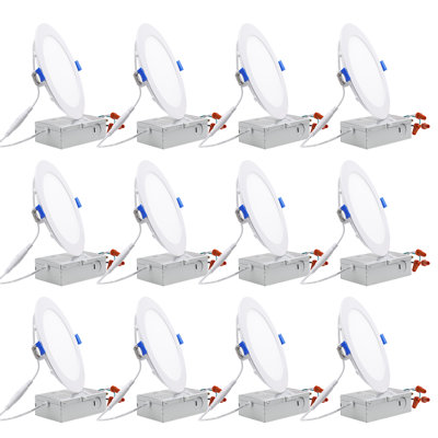 Commercial Grade 6" LED Recessed Ceiling Lights with J-Box, Dimmable Downlight