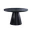 Ensemble de salle à manger 5 pièces comprenant une table ronde avec une base conique et 4 chaises d'appoint rembourrées, style contemporain, surface lisse, table blanche noire, base, petits dîners en tissu recouverts de tissu