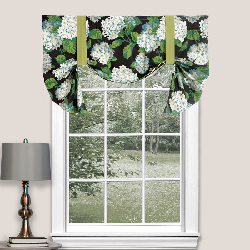 Cantonnière à nouer en coton traditionnel à motif floral Hydrandea Onyx