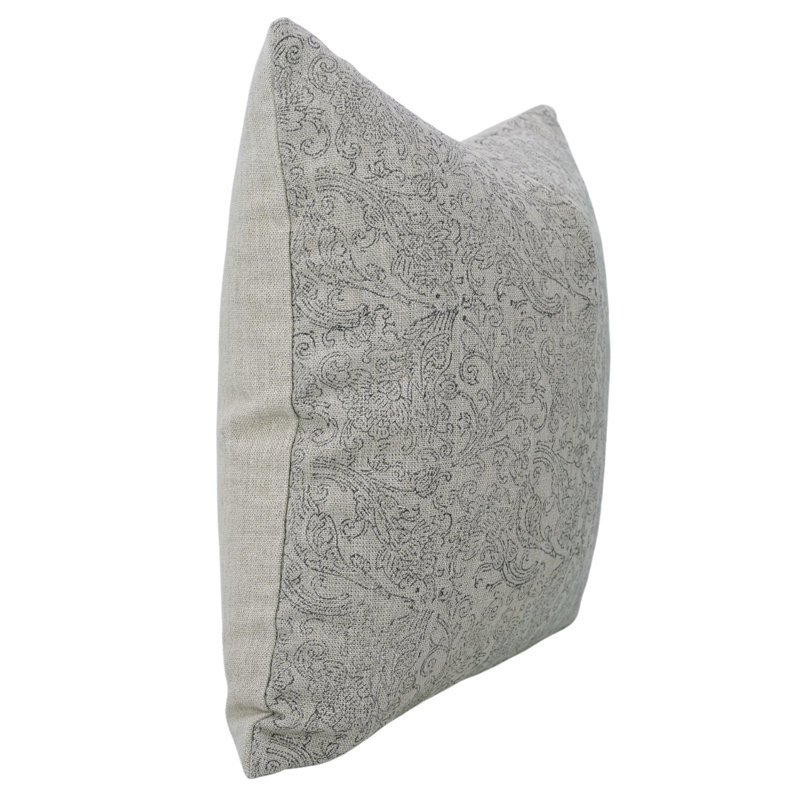 Housse de coussin en lin à imprimé bloc Fabmadine Handmad, Sudharshan Jaal, Rectangulaire, H 12 po x l 20 po