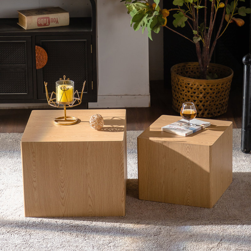 Ensemble de 2 tables basses en MDF imitation bois imitation grain de bois