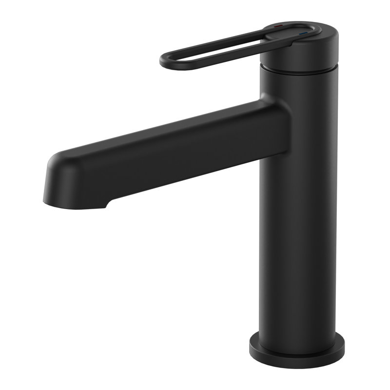 7"H Solid Brass Single Handle Single Hole Bathroom Sink Faucet, Matte Black