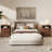 Nightstand Set of 2, Bed Side Table Set of 2 with Charging Station, Fluted Wood Night Stand, 25.4'' X 19.7'' W X 15'' D (Set of 2)-2027646375
