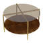 Table basse ronde moderne dorée double couche + verre trempé + rangement et décoration + 32,28 po de diamètre + couleur or