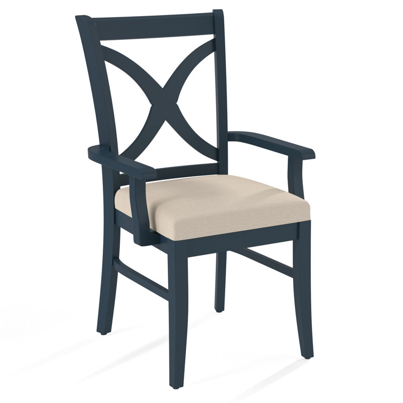Hues Upholstered Arm Chair, Gray Sugar Performance; 0863-84, Navy Finish
