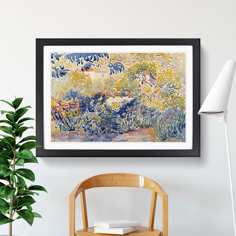 The Artist's Garden by Henri-Edmond Cross - Picture Frame Painting, 36cm H x 48cm W x 2cm D, Black