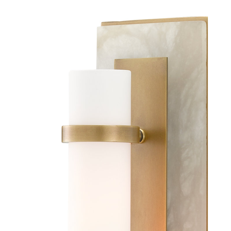 Bruneau 1 - Light Flush Mounted Sconce, Natural Alabaster/Antique Brass