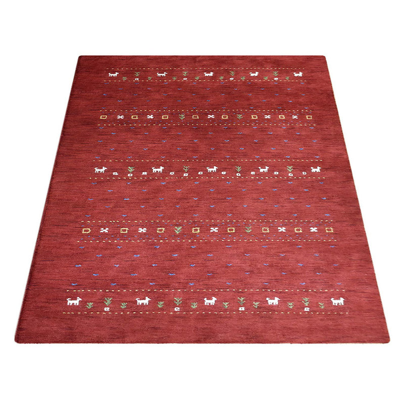 Tapis écologiques tissés à la main Maggiemae, Rouge, Carré 8 pi