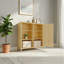 Armoire de rangement moderne moderne écologique en bambou naturel avec range-chaussures et buffets avec tablettes réglables et porte à lattes