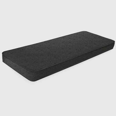 Coussin de banc intérieur/extérieur sur mesure de 5 cm d'épaisseur et 61 cm de largeur, avec housse en chenille imperméable, mousse haute résilience 75D, dessous antidérapant gris et double passepoil.