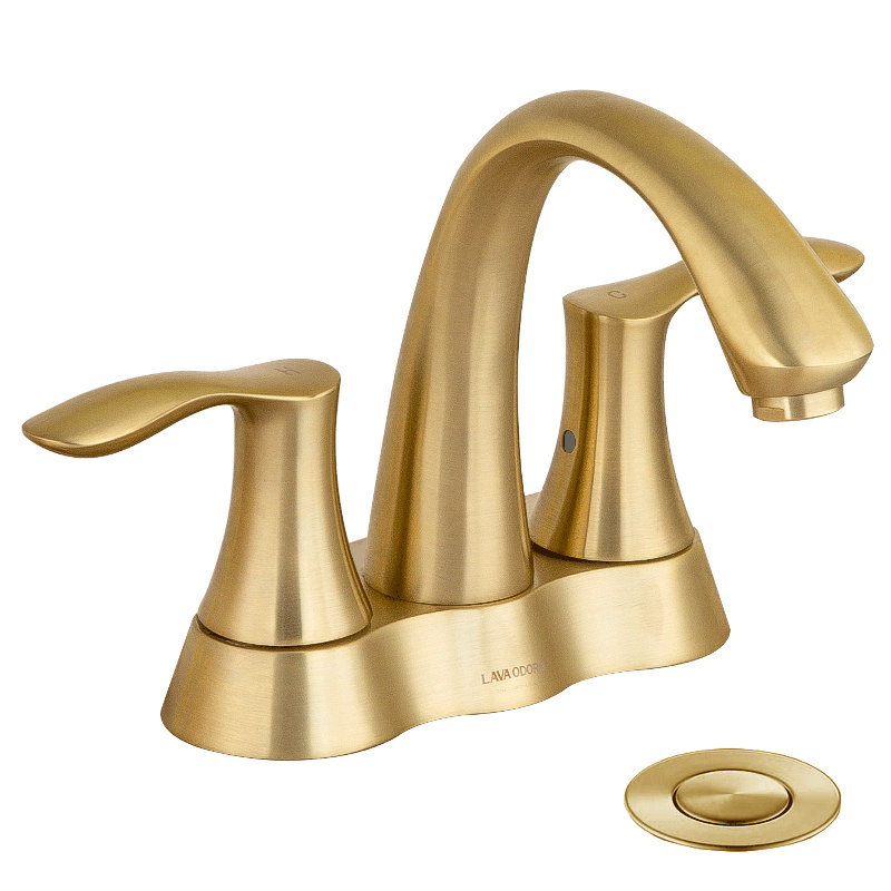 2-handle Bathroom Faucet with Drain Assembly, Brushed Gold