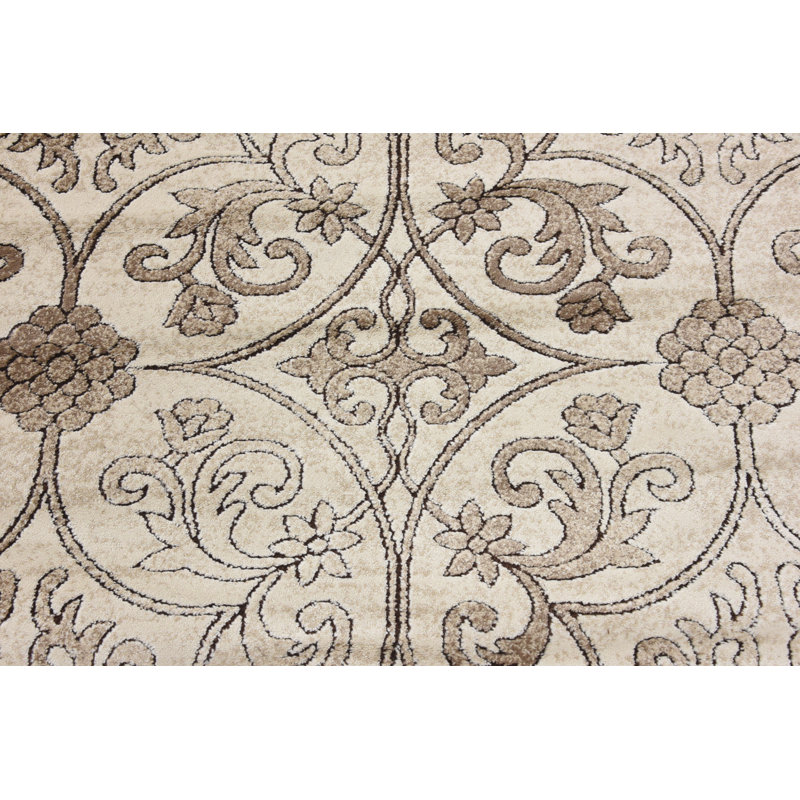 Tapis oriental beige foncé Derby, Rectangle 4 pi 1 po x 6 pi 1 po